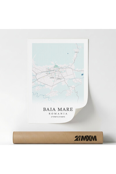 21mxm Poster Baia Mare, stil minimalist modern, 29.7x42cm, fara rama