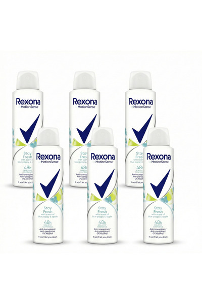 Rexona Deodorant spray Blue Poppy&Apple 48H 150 ml x 6 pieces