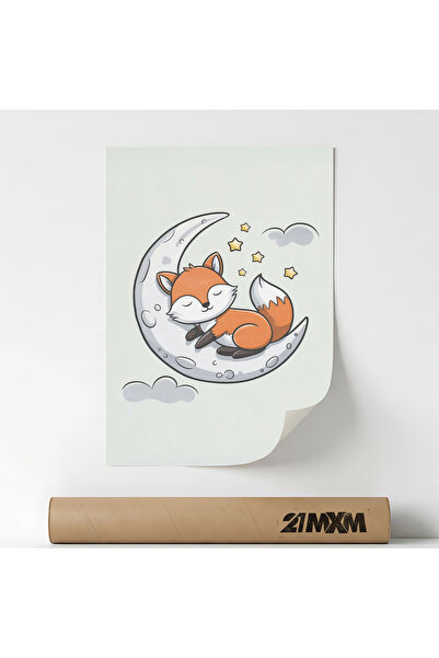 21mxm Poster decorativ „02 Vulpea Lună Sleeping”, Material textil, A4 (21 x 2...
