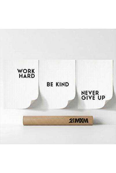 21mxm Set 3 Postere Decorative „Minimal Motivation 01”, Material Textil, A4 (...