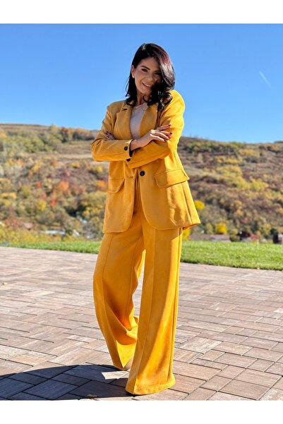 RAMONA BADESCU Elegant women's suit with jacket and wide trousers - modern cut