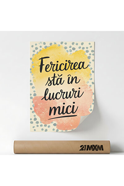 21mxm Poster 'Fericirea Sta In Lucruri Mici' Pe Panza Mata – Design Minimalis...