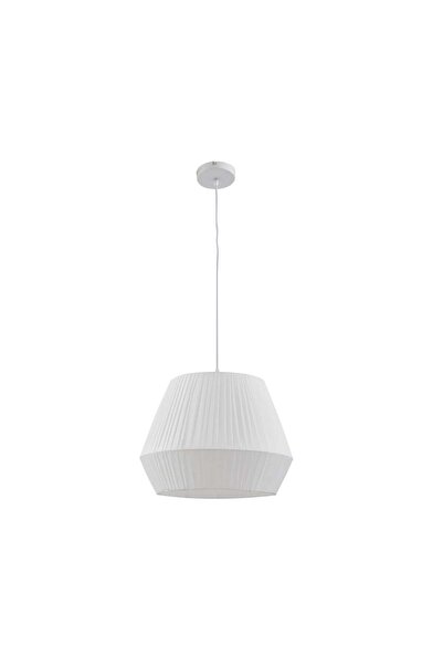 Lindby Vitore pendant chandelier, metal/textile, white, 40 x 40 x 150 cm