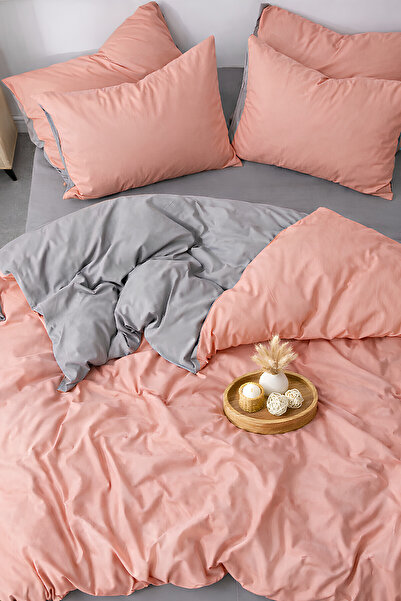 remtex Salmon & Gray, Double Duvet Cover Set – Modern Minimal Series