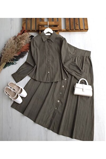 TrendParis Classic Cut Nubuck Cupra Skirt Jewelry