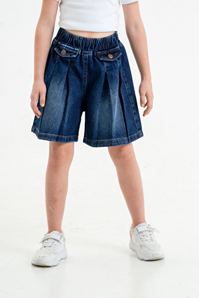 GİYİCEM TEKSTİL Kız Çocuk Cep Detaylı Kot Şort 2846