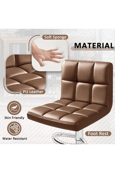 Mahmayi Homall Modern Swivel Bar Stools Set of 2, Adjustable Height PU Leather Counter Stools - Brown