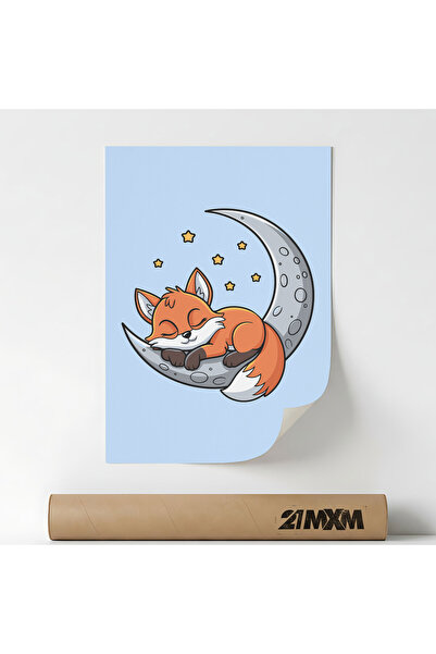 21mxm Poster Decorativ '28 Sleepy Fox', Material Textil, A4 (21 x 29.7 cm), F...