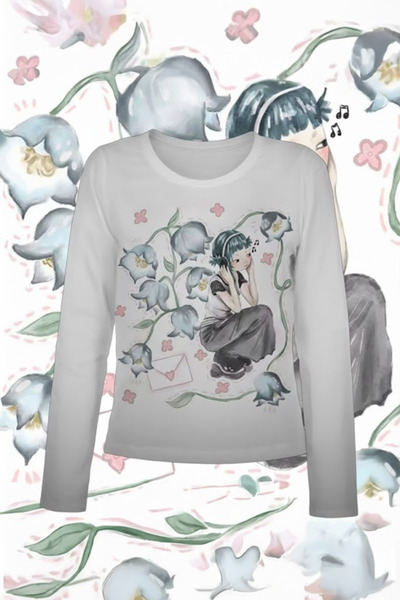 Köstebek White Girl in Flowers Gothic Grunge Y2K Long Sleeve Crop