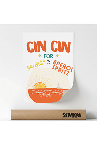 21mxm Poster Decorativ Stil Italian 'Aperitivo 74', Material Textil, A4 (21 x...