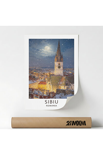 21mxm Poster 'Oras-Sibiu' Pe Panza Mata – Design Minimalist, A4 (21 x 29.7 cm...