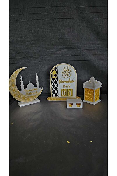Zeugmartstudio RAMAZAN GÜN SAYACI 3LÜ SET-Gün sayacı, Fener ve Ay Motifli Dek...