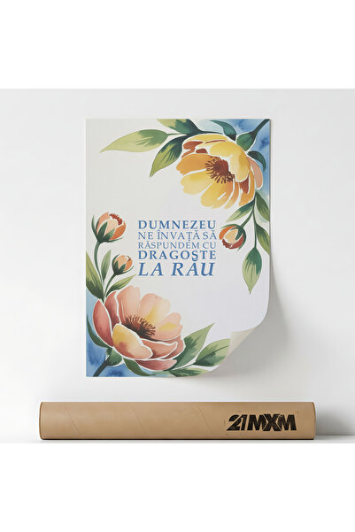 21mxm Poster decorativ, citat crestin inspirational, Dumnezeu ne Invata, A4 (...