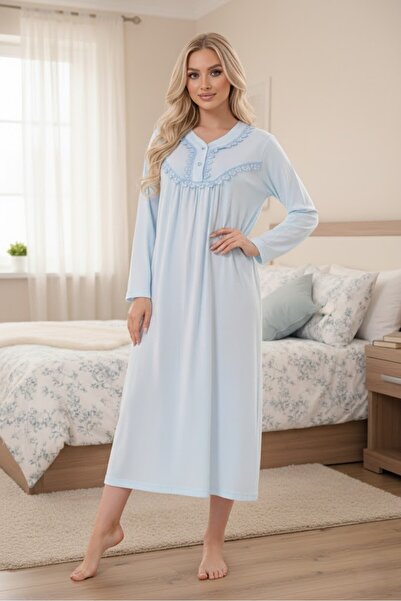 PREGNANT WORLD New Season Blue Long Sleeve Button Detailed 100% Cotton Stylis...