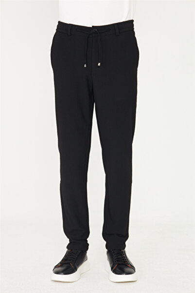 White Stone Black Casual Stylish Lace-Up Jogger Pants