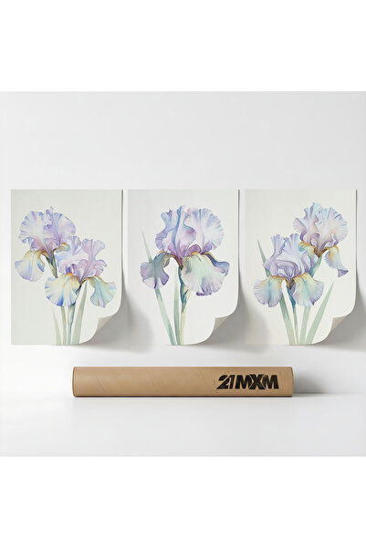 21mxm Set 3 Postere Decorative „Pastel Lavandă 02”, Material Textil, A3 (29,7...