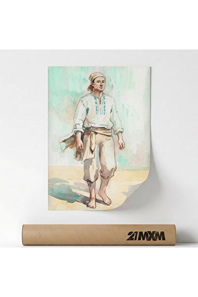 21mxm Poster 'Folcor Romanesc 2' Pe Panza Mata – Design Minimalist, 30 x 40 c...