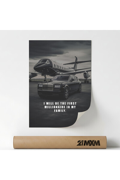 21mxm Posterul „Primul milionar din familia mea” Pe Panza Mata – Design minim...