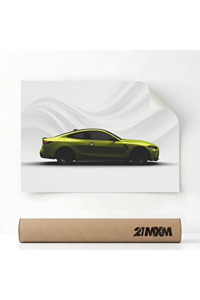 21mxm Poster Auto Premium - 1729 M4 G82 2021 Galben – Design Minimalist, A4 (...
