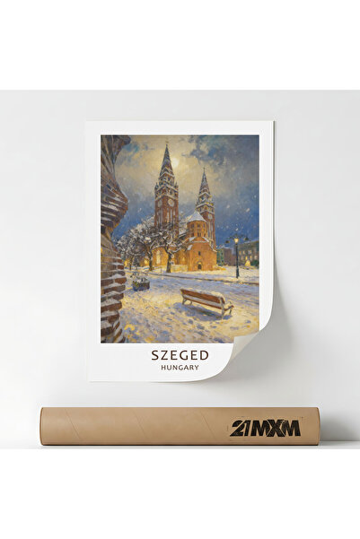 21mxm Poster 'Oras-Szeged' Pe Panza Mata – Design Minimalist, A4 (21 x 29.7 c...