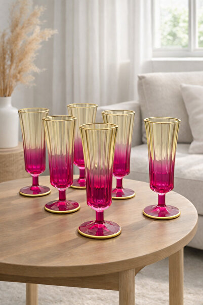 YzHome 6-Piece Glass Flute Colored Coffee Cup 150ml