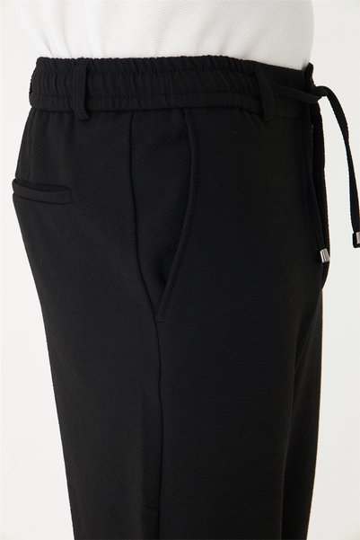 White Stone Pantaloni jogger negri, stilați, cu șireturi, pentru purtare zilnică