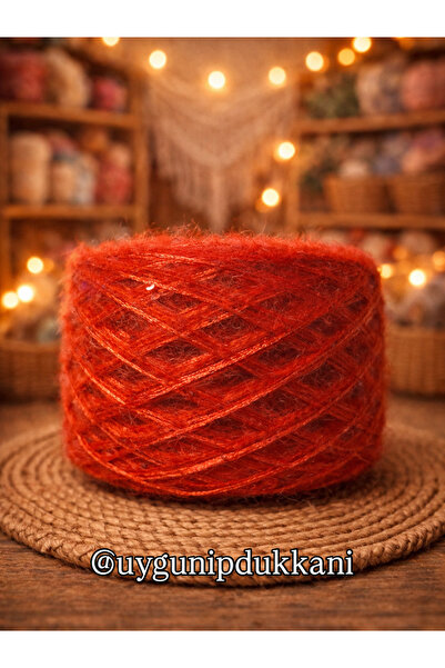 UYGUNİP Pullu Kırmızı Moher Örgü ipi 200g