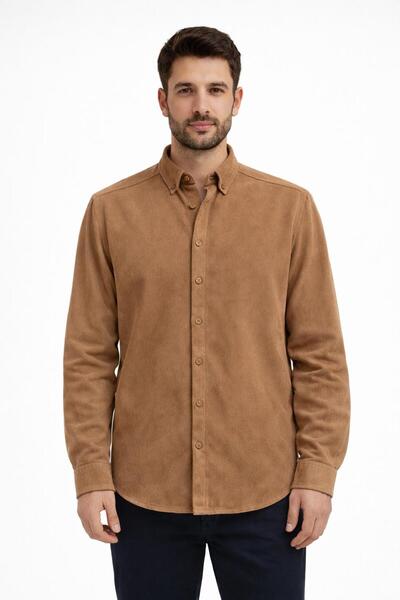 CLASSİCS MEN Qucikmen Long Sleeve Slim Fit Men's Suede Shirt - 7542
