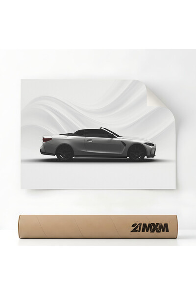21mxm Poster Auto Premium - 1747 M4 Cabriolet 2025 G83 Alb – Minimalist, A4 (...