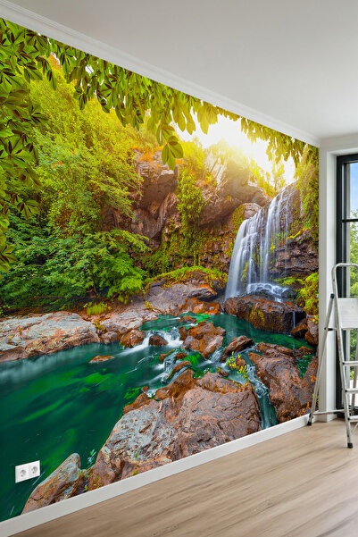 MİRAZAWALL Şelale ve Doğa Manzaralı Derinlik Efektli Tek Parça Tekstil Duvar ...