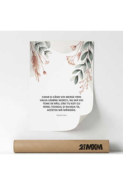 21mxm Poster decorativ, citat crestin inspirational, Nu Ma Voi Teme de Rau, F...
