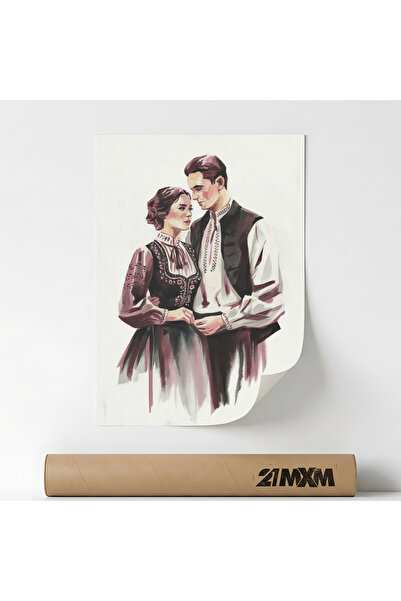 21mxm Poster 'Folcor Romanesc 8' Pe Panza Mata – Design Minimalist, 30 x 40 c...