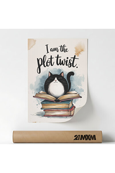 21mxm Poster decorativ, ilustratie pisica, I am The Plot Twist, A3 (29.7 x 42...