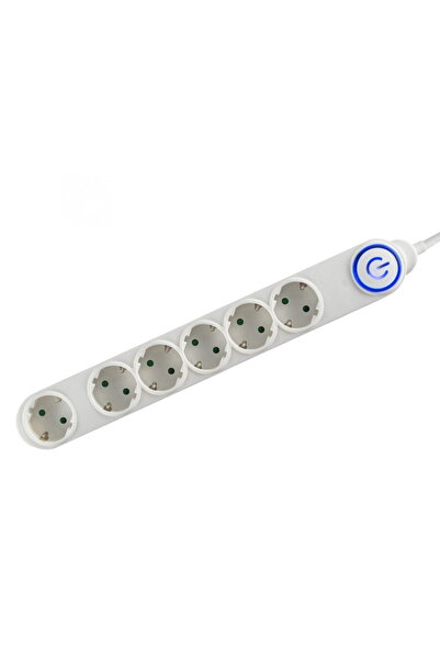 Somogyi Power Strip 6 Sockets with Foot Switch, 1.5 m, White