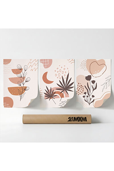 21mxm Set 3 Postere Decorative Boho 'Soare-Lună 45', Material Textil, A4 (21 ...