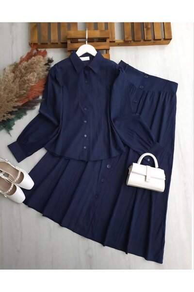 TrendParis Classic Cut Nubuck Cupra Skirt Jewelry