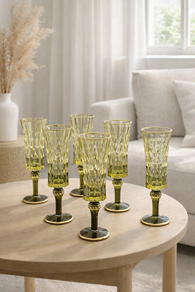 YzHome Set of 6 Colored Coffee Cups with Glass Legs 180ml