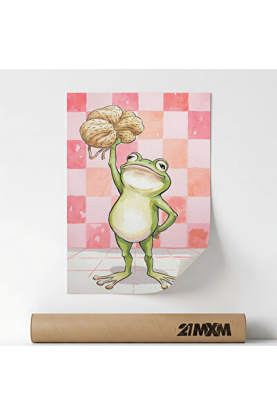 21mxm Poster decorativ, pentru baie, Frog, A3 (29.7 x 42 cm), Fara Rama