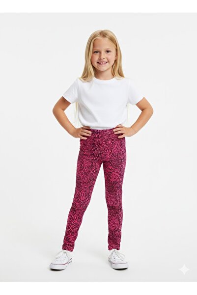 Belifanti Collection Розови леопардови панталони от еластичен памук за момичета