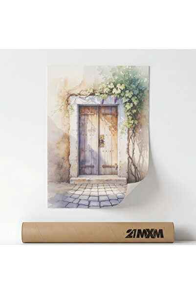 21mxm Poster 'Rustic Wooden Door With Grapevines' Pe Panza Mata – Design Mini...
