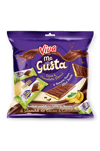 VİVA Gustare cu banane și glazură de ciocolată, 70 g, Me Gusta