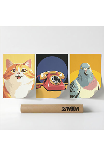 21mxm Set 3 Postere Decorative „Pop Art Icons 04”, Material Textil, Fara Rama