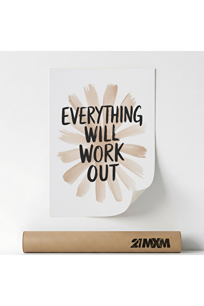 21mxm Poster motivațional, mesaj inspirațional, Totul va merge bine, Fara Rama