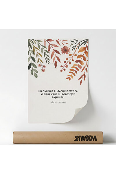 21mxm Poster decorativ, citat crestin inspirational, Om Fara Rugaciune, A4 (2...