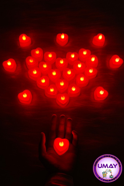 Flawless Kalpli LED Mum 1 Adet | Pilli Kalp Desenli Aşk Mum | Ledli El Gülü R...