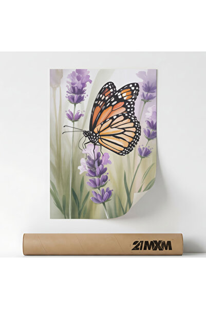 21mxm Poster „Fluture odihnindu-se pe o floare de lavandă” Textil – Design mi...
