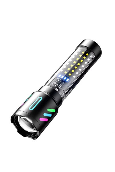 MİKİ Professional LED Flashlight CB 519B with 20cm type C charging for 500m h...