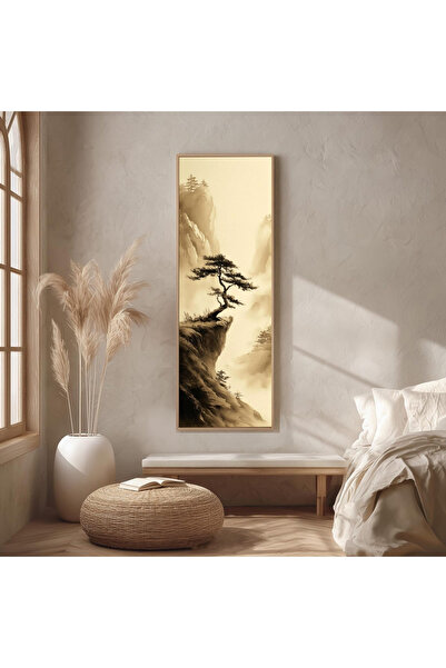 Dekorsiahome Ahşap Çerçeveli Panoramik Oturma Odası Salon Tablosu UZ0385