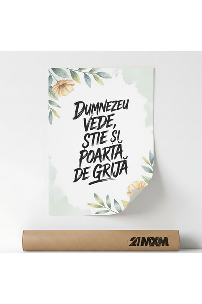 21mxm Citat crestin inspirational, Dumnezeu Poarta De Grija, A4 (21 x 29.7 cm...