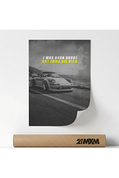 21mxm Poster 'I Was Born Broke' Pe Panza Mata – Design Minimalist, A3 (29.7 x...